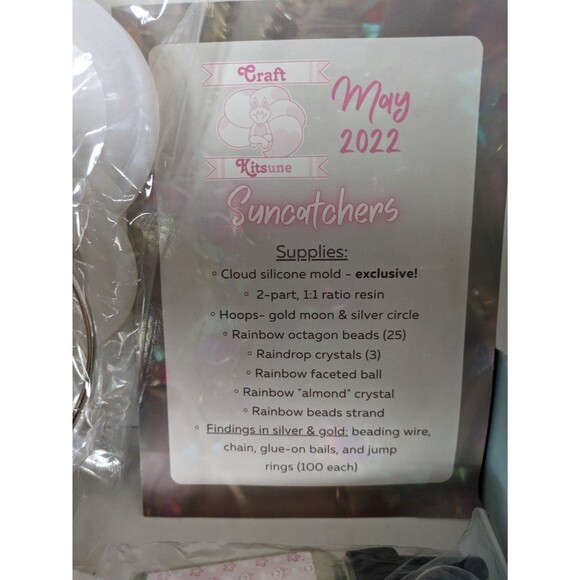 Craft Kitsune May 2022 Suncatchers Full Kit Resin Mold Crystals Hoops DIY Craft - Picture 2 of 4